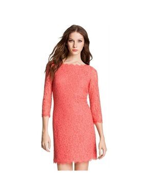 Diane Von Furstenberg Zarita Pink Grapefruit Lace Dress